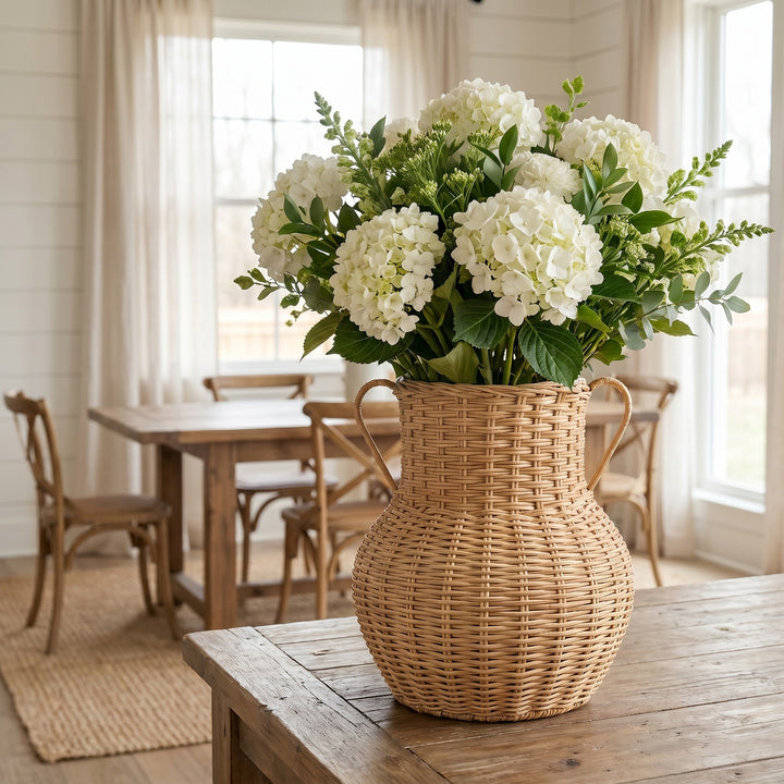 Handcrafted decorative basket made of natural weave