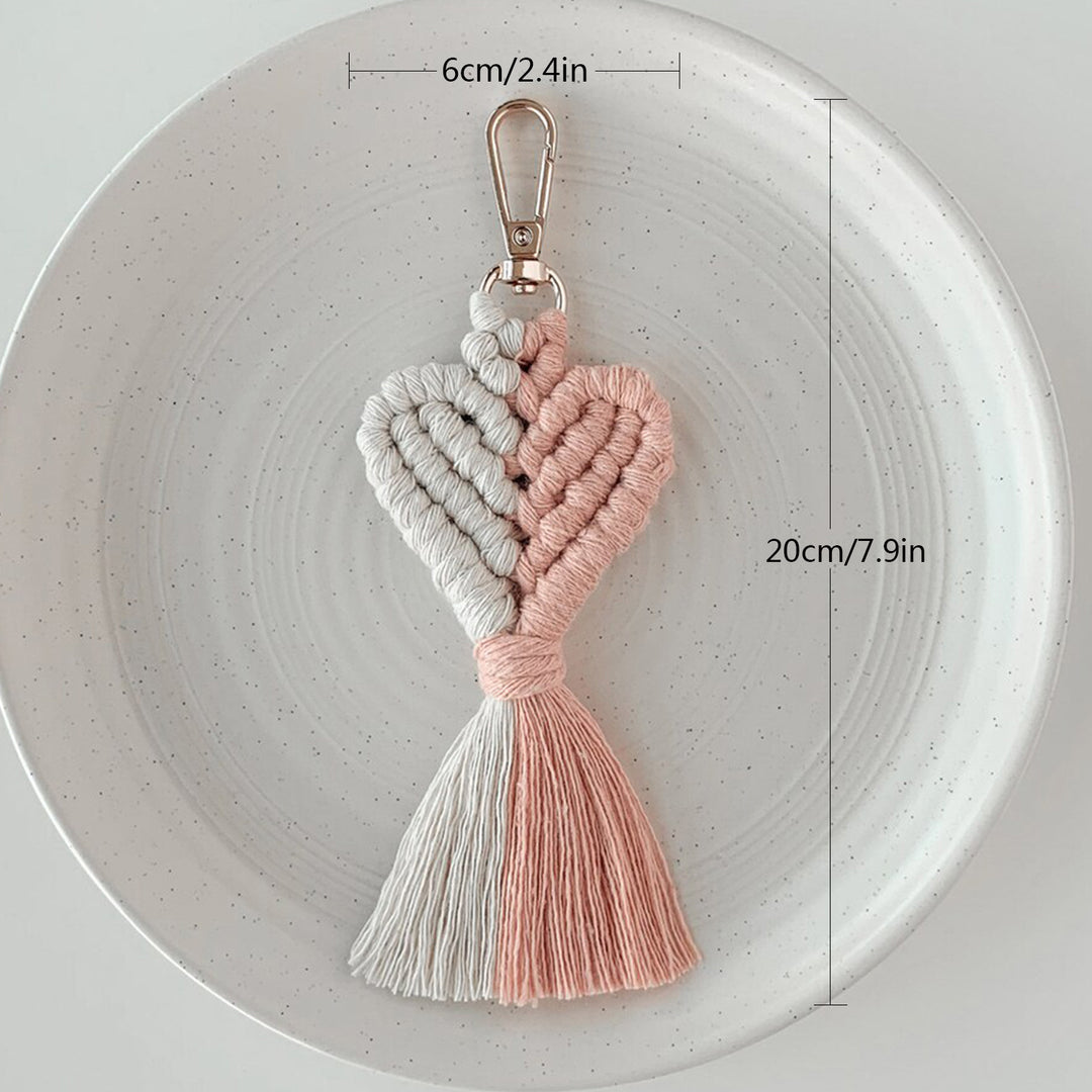 Macrame Heart Keychain Holder