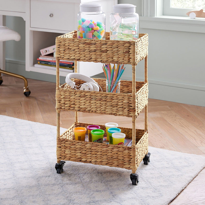 Mobile storage cart made of natural fabric