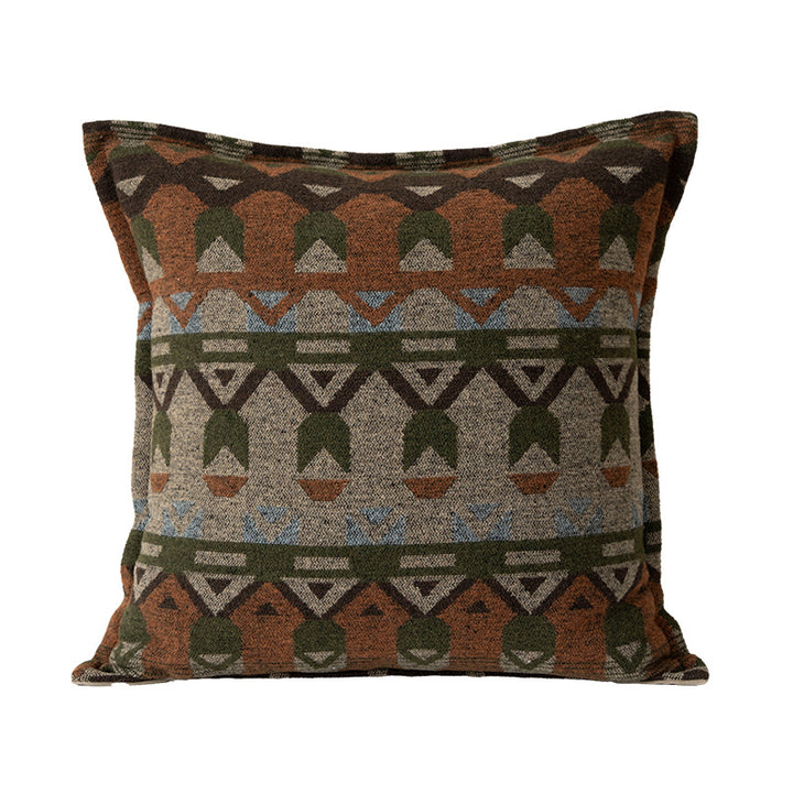 Woven decorative cushion cover in ethnic jacquard style with textured cotton blend
