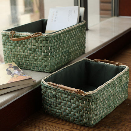 Handcrafted organizer basket with two handles