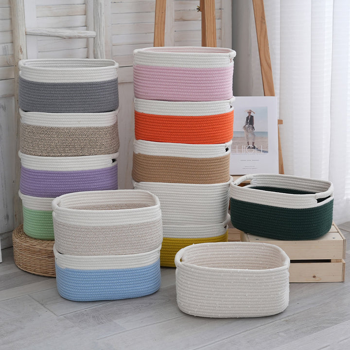 Natural storage basket with ribbons