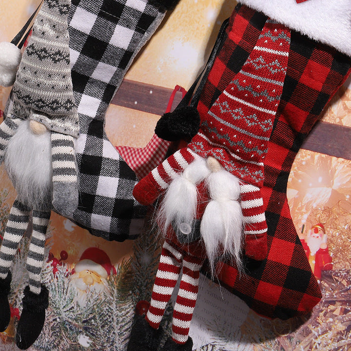 Cute Christmas stocking with gnome motif