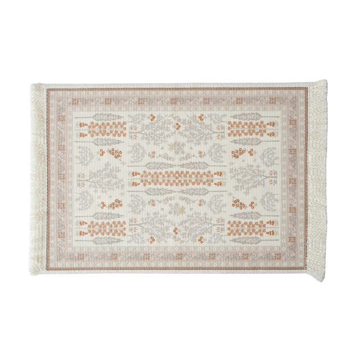Decorative woven table runner with floral embroidery