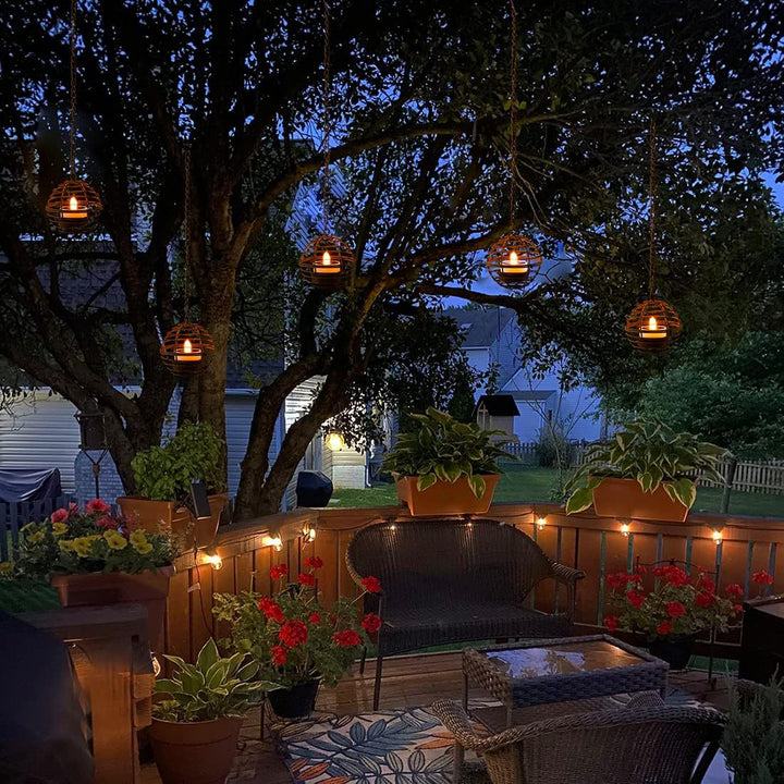 Hanging Spherical Wire Tealight Holder Set