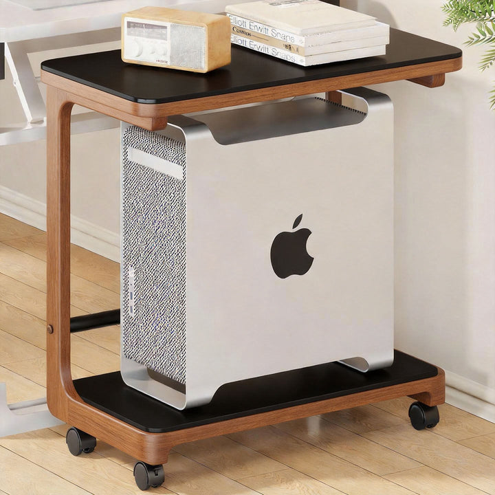 Rolling CPU Tower Stand with Ventilated Metal Base Locking Casters and Cable Management