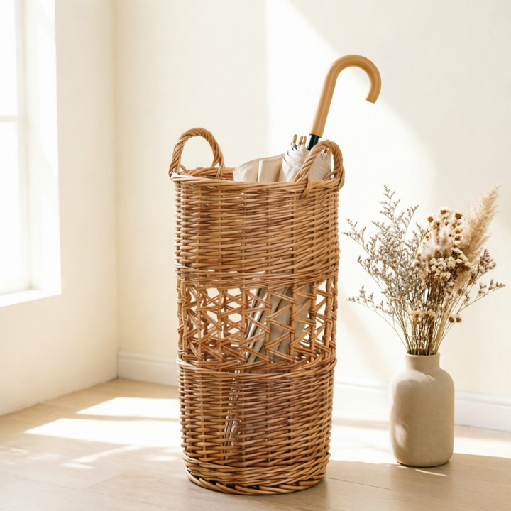 Handcrafted willow basket with cotton lining