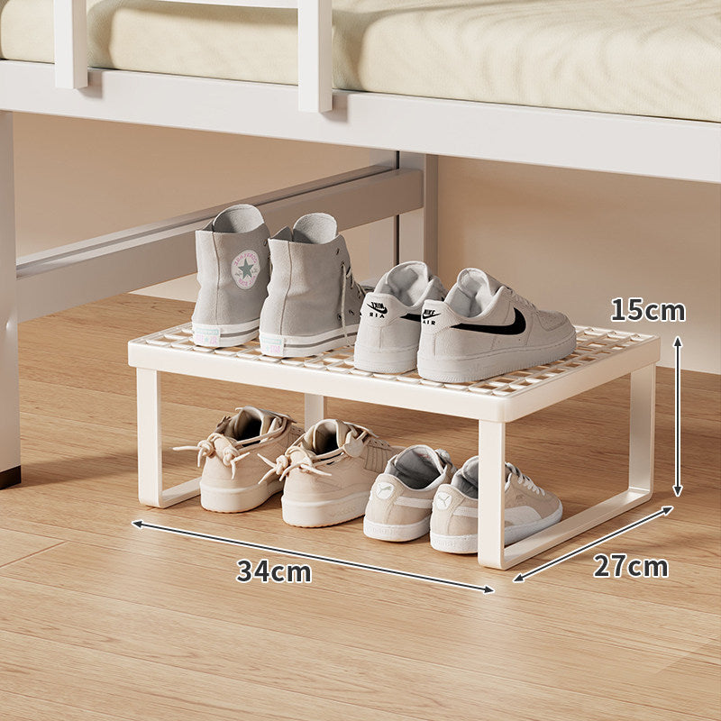 Low-Profile Stackable Shoe Riser Shelf with Ventilated Grid Top for Under-Bed and Entryway