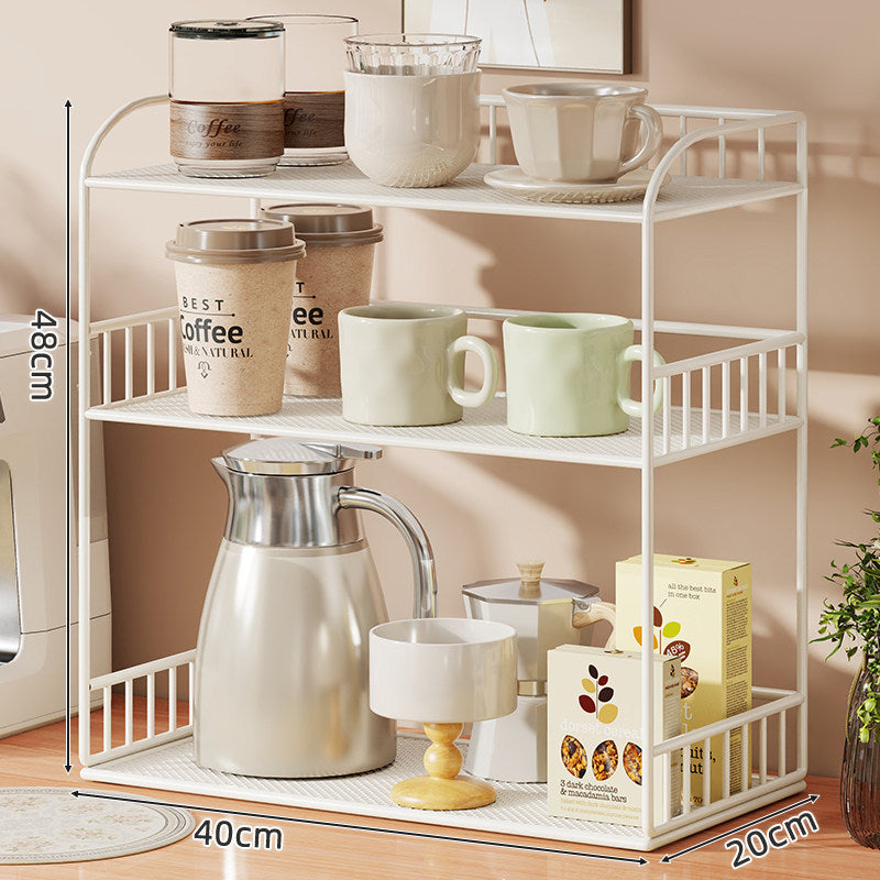 Compact Two-Shelf Mobile Kitchen & Home Service Trolley with Perforated Metal Shelves