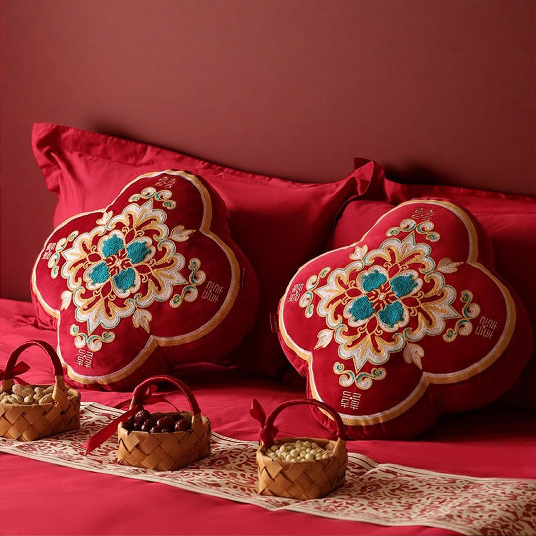 Decorative Floral Embroidered Throw Pillow