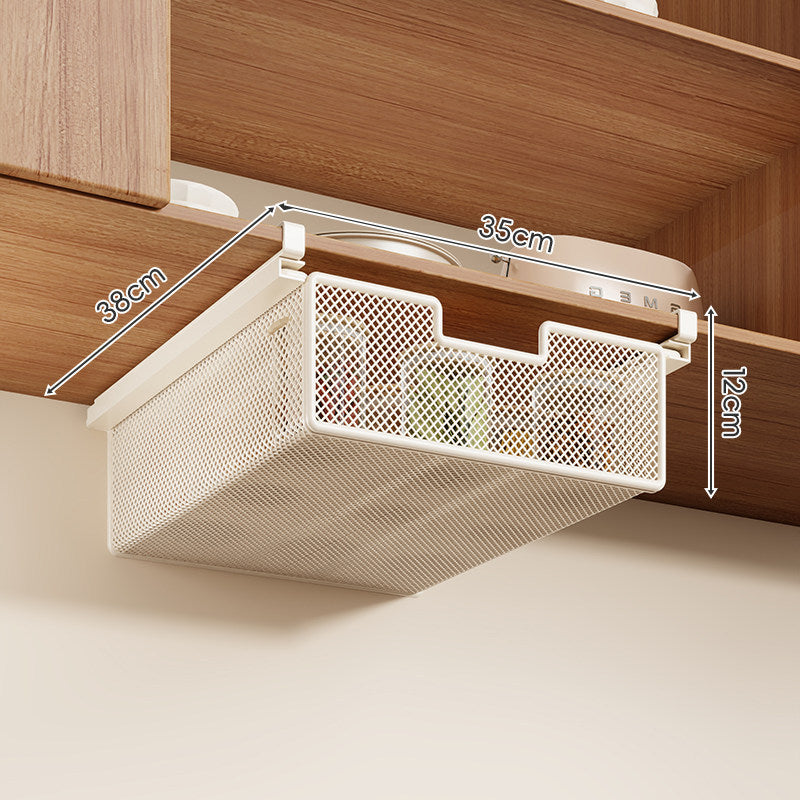 Clip-On Under-Shelf Slide-Out Mesh Storage Basket Organizer