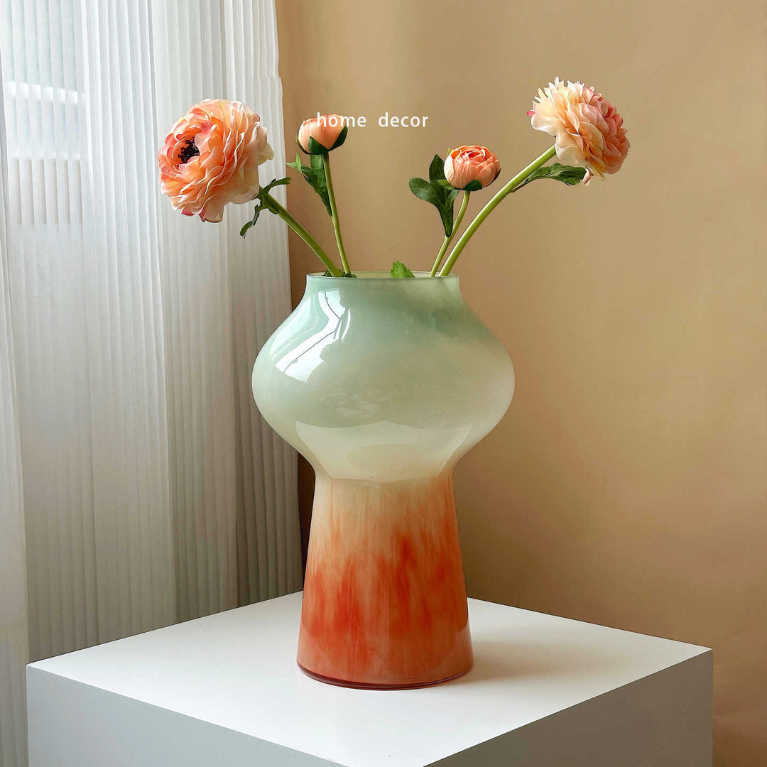 Hand-blown Ombre Art Glass Table Vase