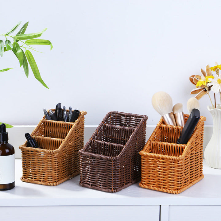 Multi-Compartment Woven Organizer Basket