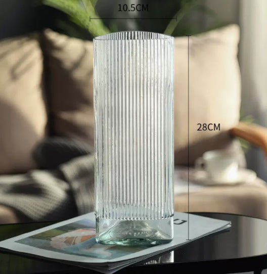 Stylish Vertical Striped Glass Vase