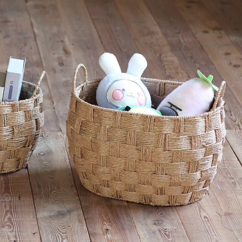 Decorative storage basket made of natural material