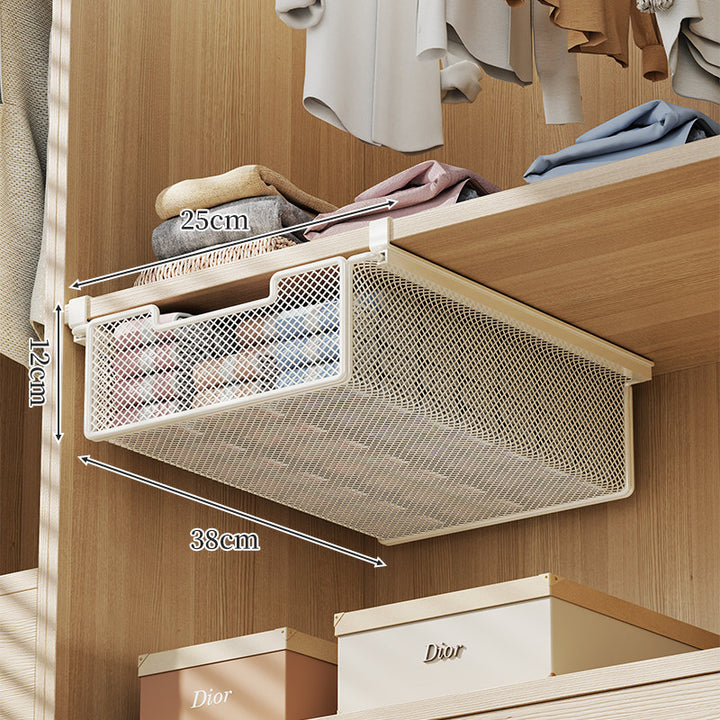 Under-Shelf Sliding Mesh Storage Basket Organizer