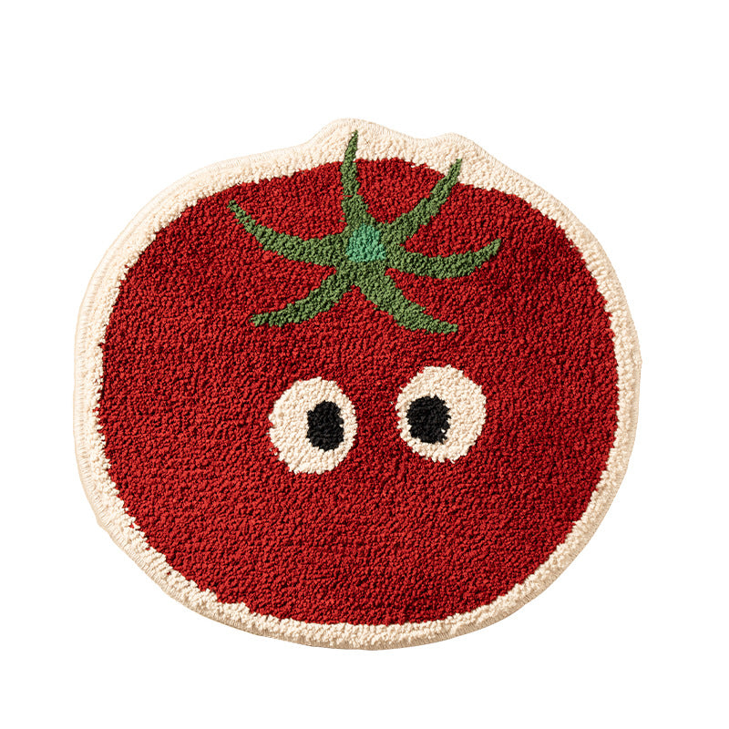 Hand-tufted short-pile floor rug in pear shape with non-slip latex backing