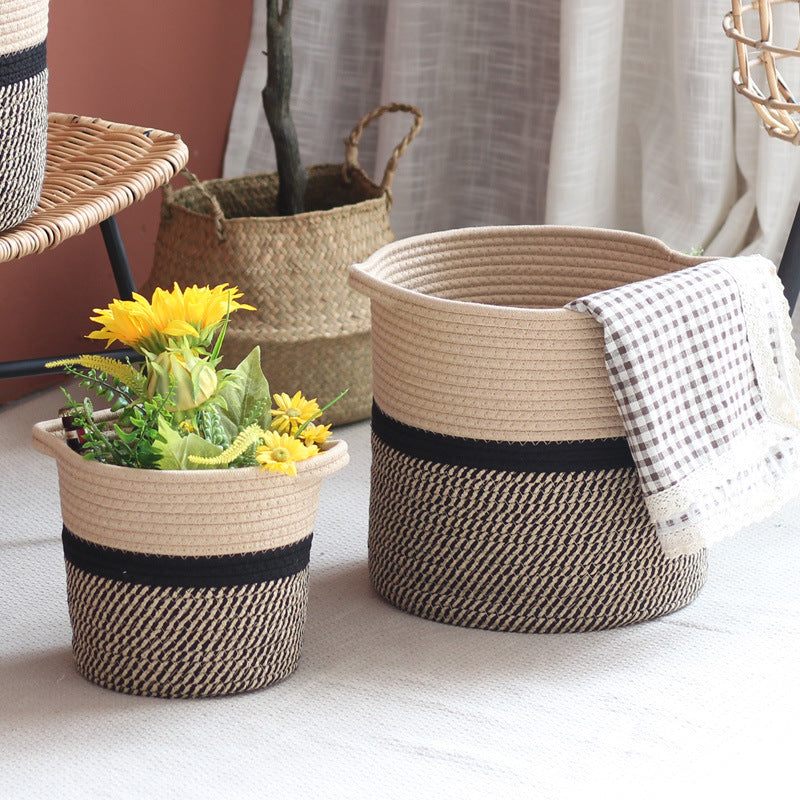 Handcrafted storage basket with handles
