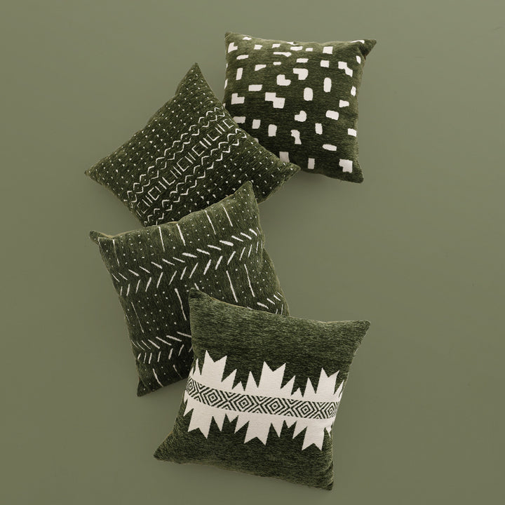 Decorative cushion with jacquard-like chenille structure and concealed zipper