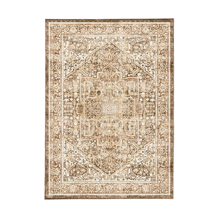Vintage Distressed Persian-Style Machine-Woven Low-Pile Area Rug