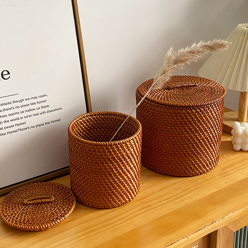 Modern storage stool made of natural material