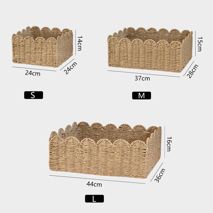 Handcrafted storage basket with playful wave edge