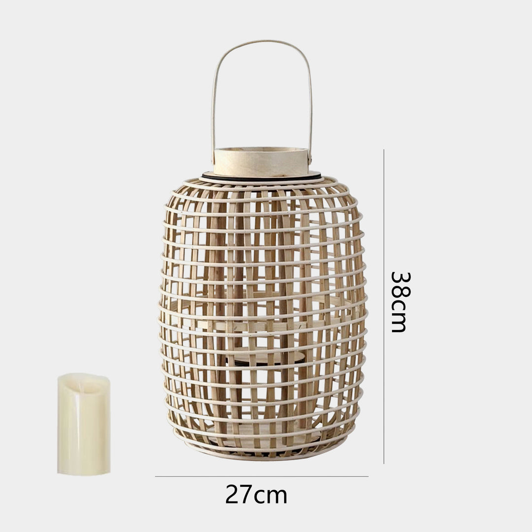 Rustic lantern made of woven material