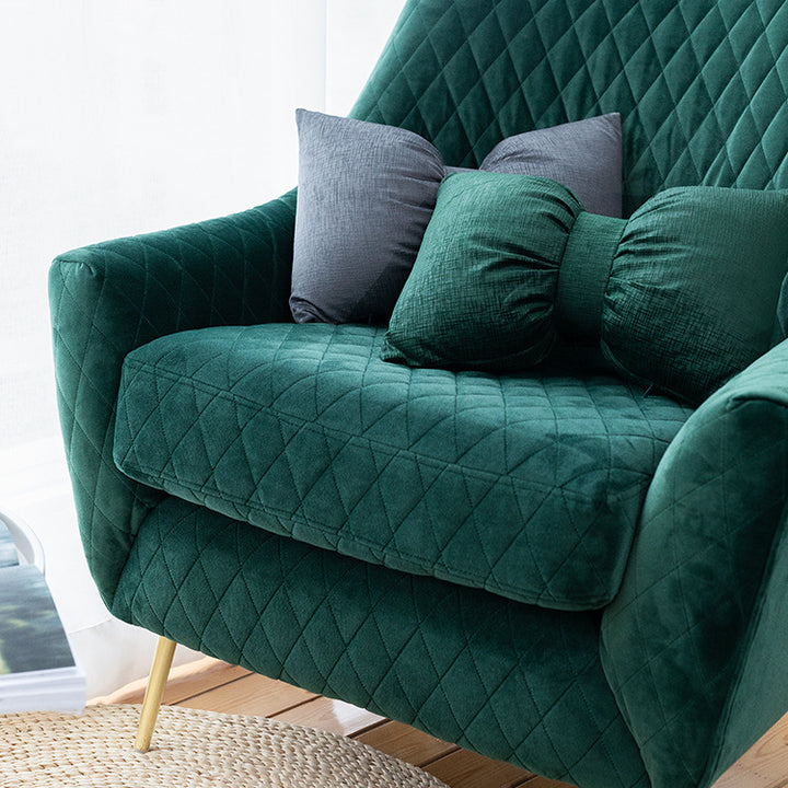 Bow-shaped decorative cushion with central band detail and structured fabric look