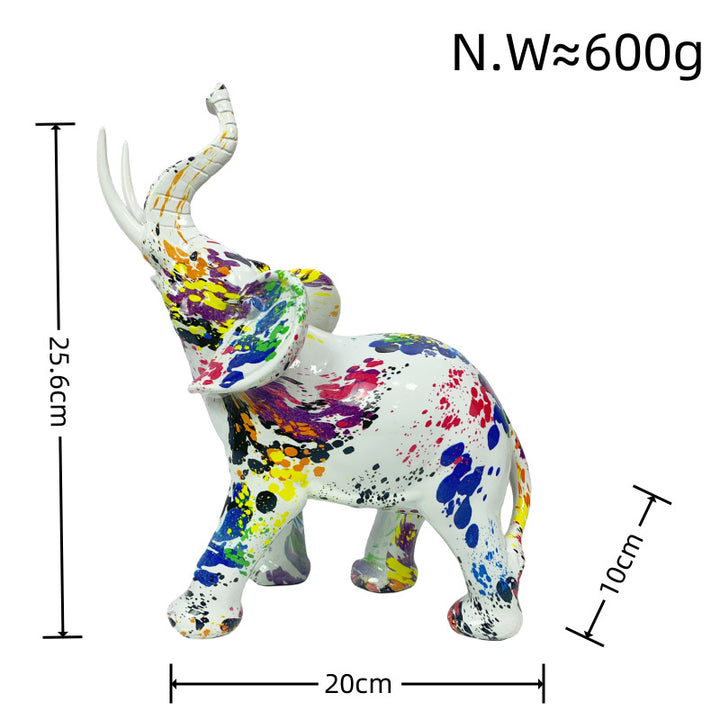 Artistic elephant figure with colorful design