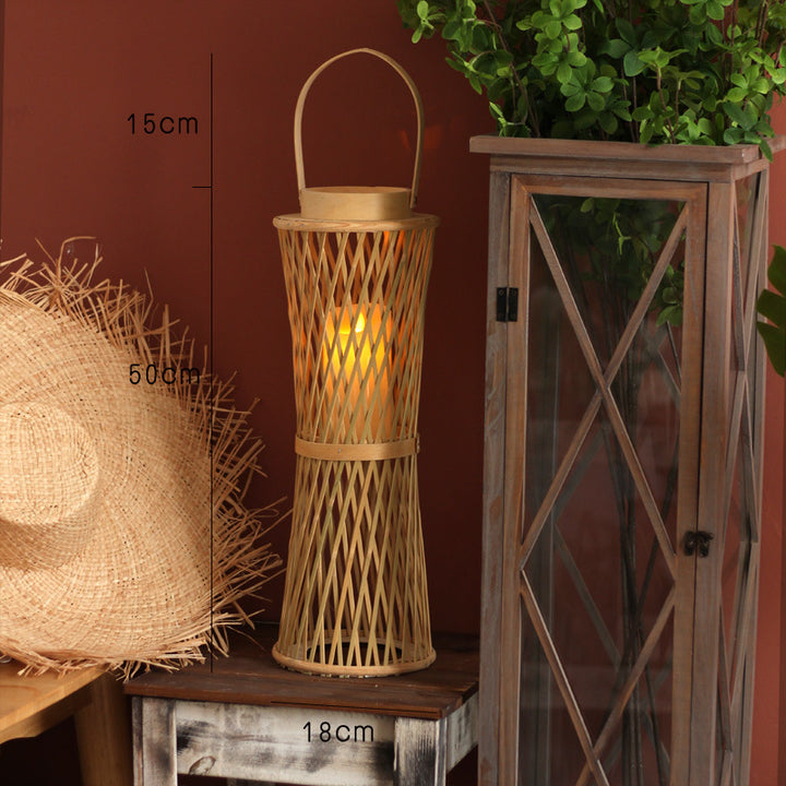 Elegant lamp stand made of woven material