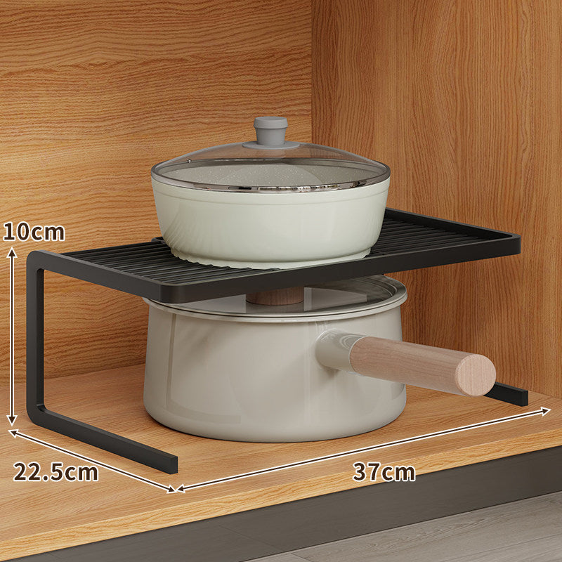 Double-Level Compact Cabinet Pot and Lid Organizer Shelf