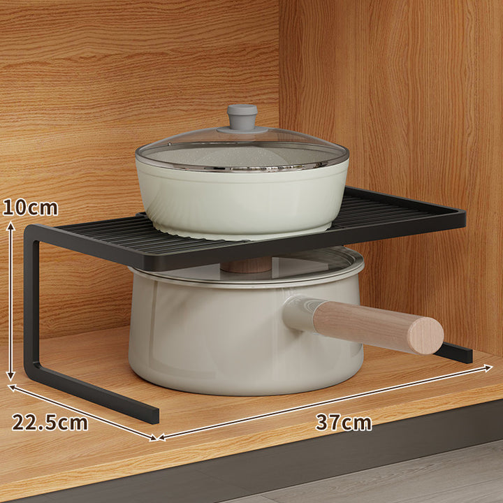 Double-Level Compact Cabinet Pot and Lid Organizer Shelf