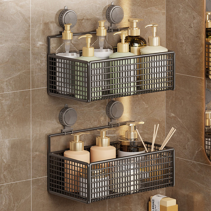 Suction-Mounted Double Mesh Shower Caddy Organizer