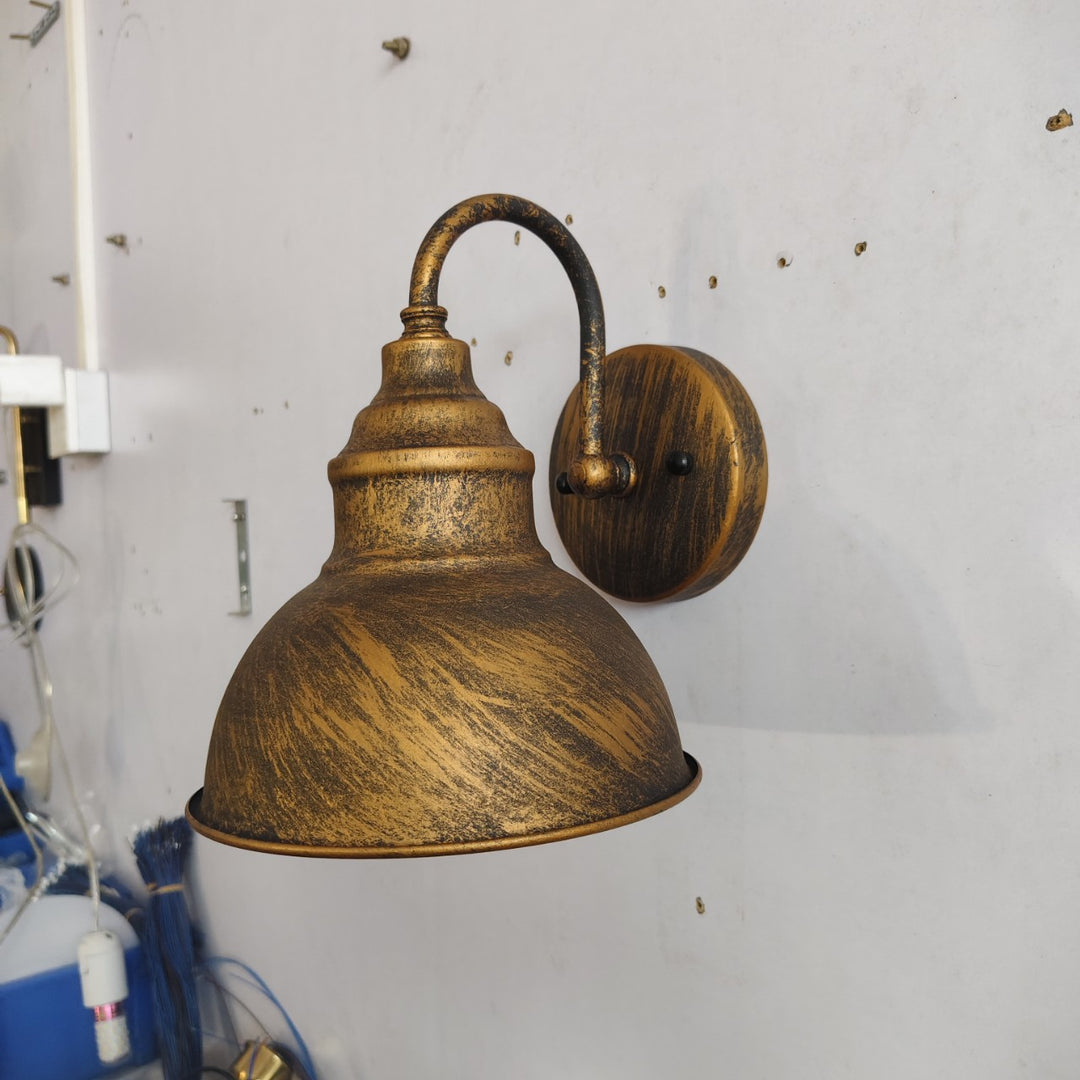 Vintage Industrial Worn Metal Wall Lamp with Curved Arms