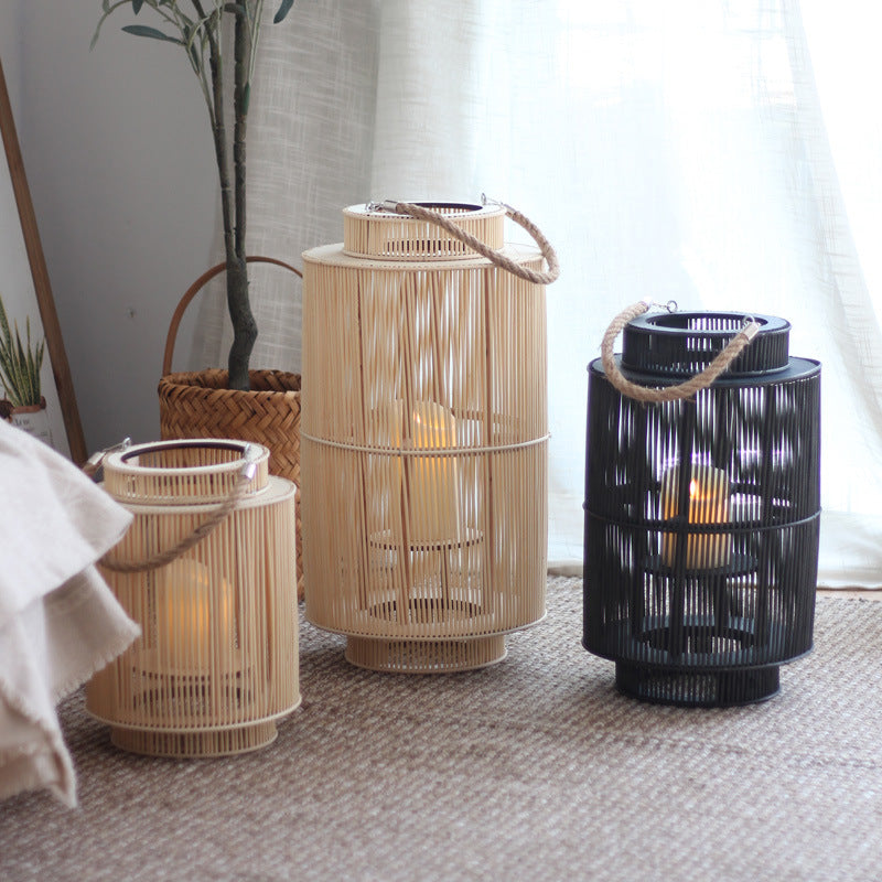 Decorative lantern made of woven material