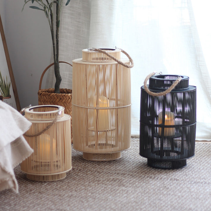 Decorative lantern made of woven material