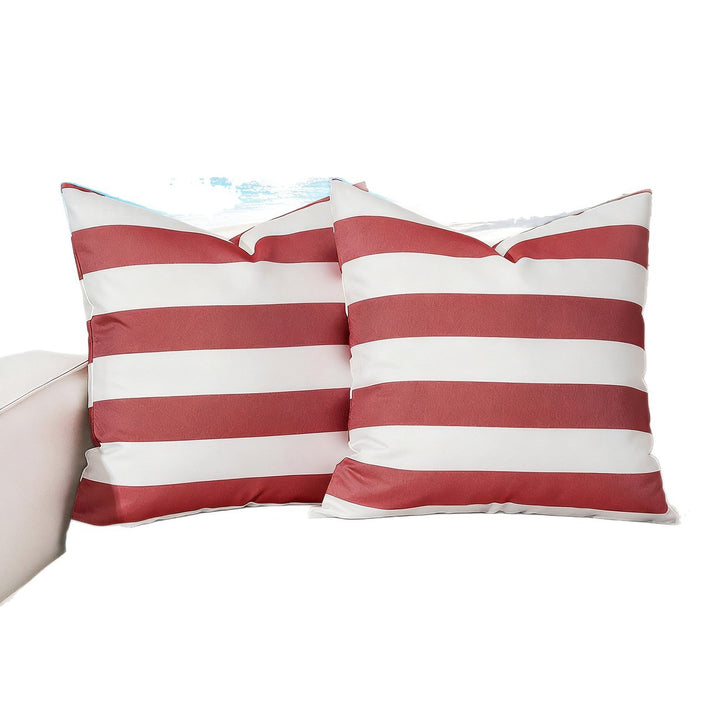 Outdoor Weather-Resistant Striped Square Throw Pillow Covers