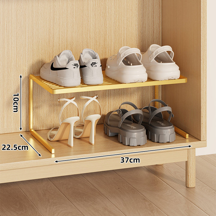 Compact Double-Layer Adjustable Shoe Shelf Riser for Cabinet and Closet