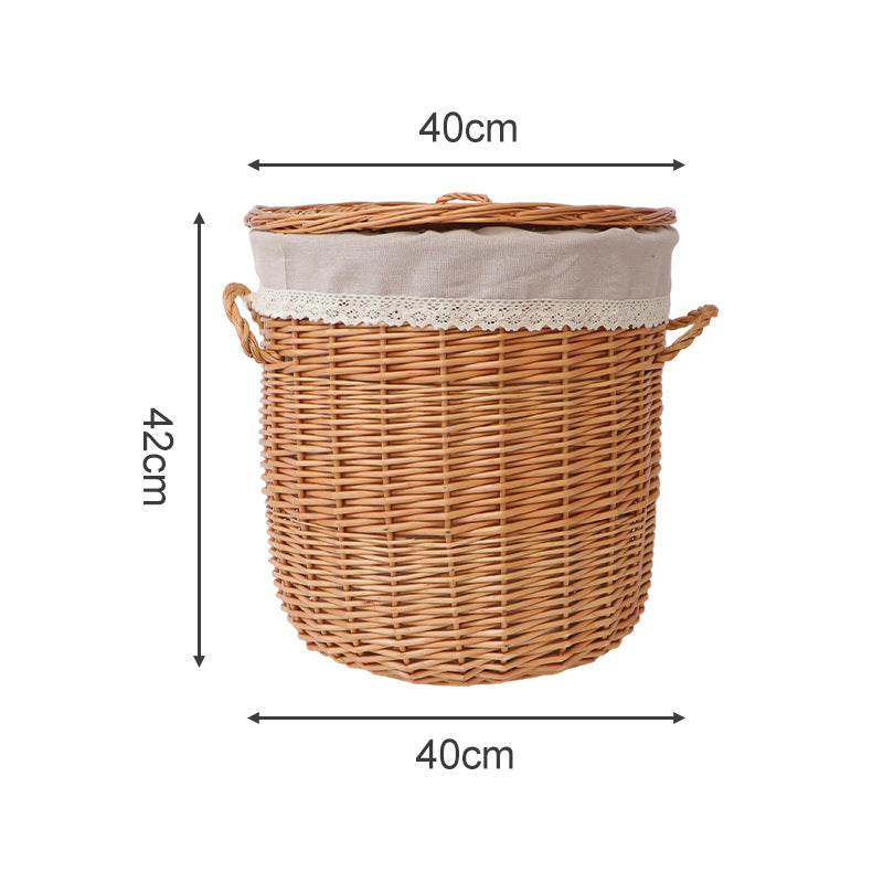 Braided laundry basket with removable fabric lid