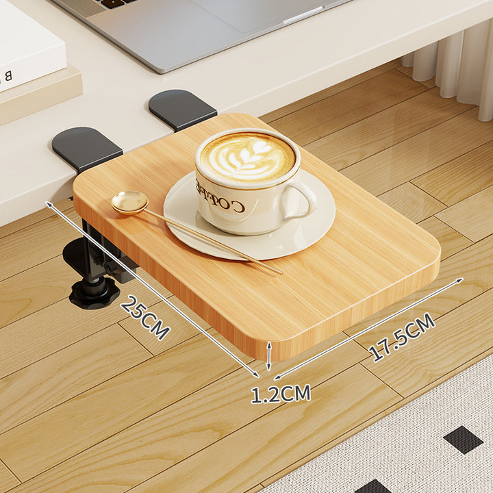 Clip-On Bamboo Folding Cup and Snack Side Table with Adjustable Swivel Clamp