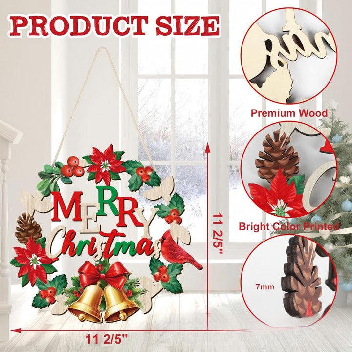 Decorative wooden sign with winter motifs