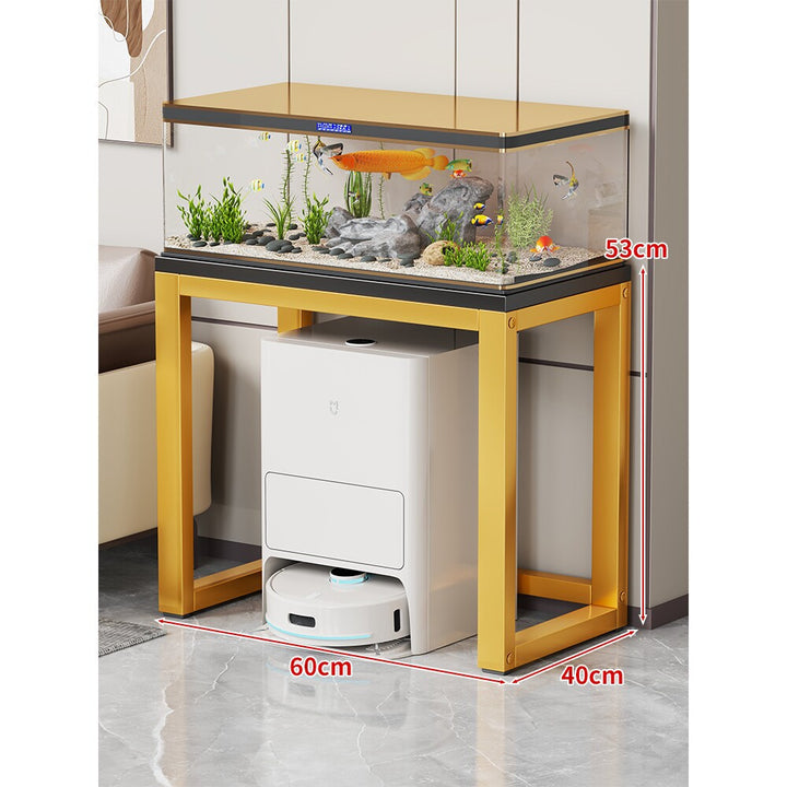 Modern Metal Frame Aquarium Console Table with Integrated LED Hood