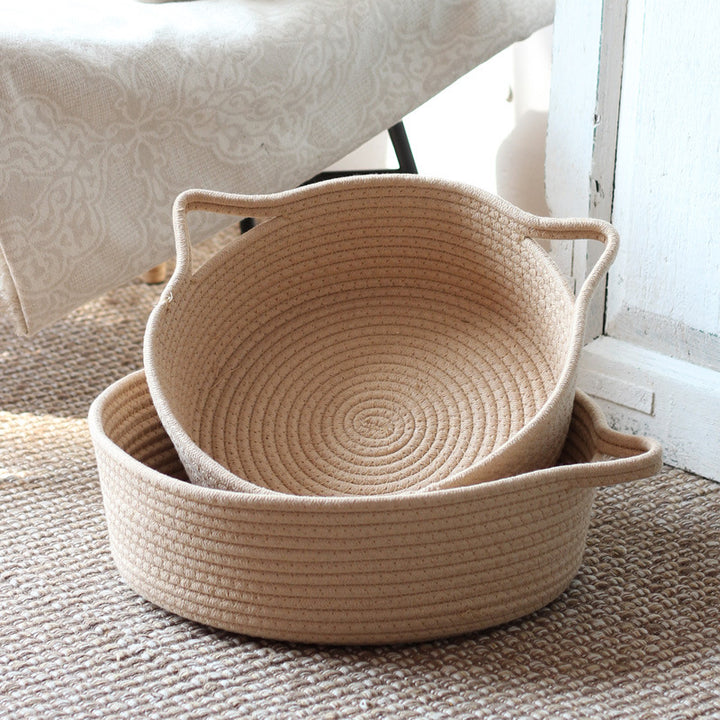 Handcrafted storage basket with handles