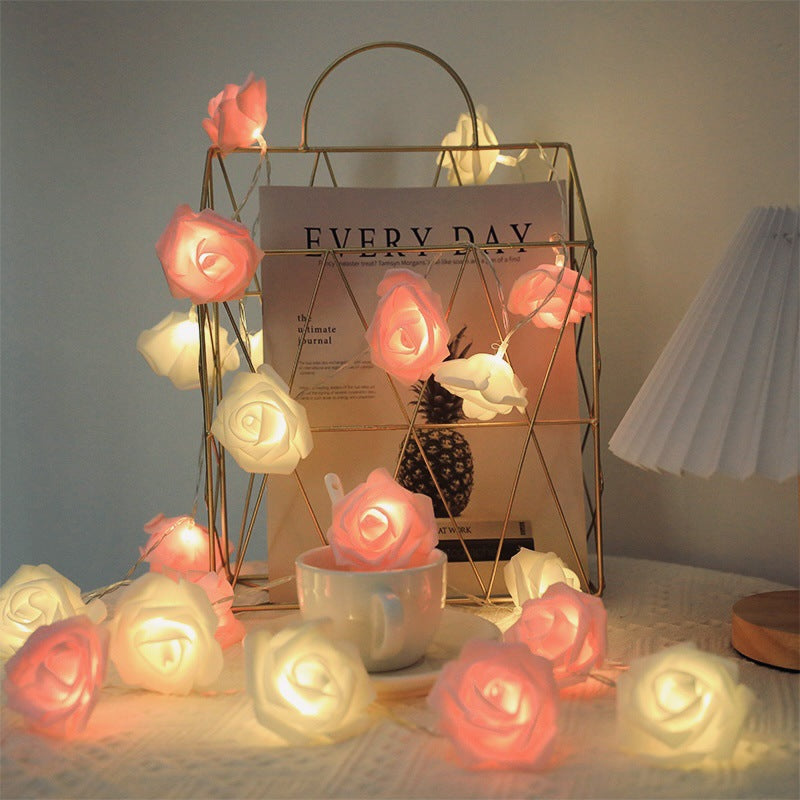 Decorative Foam Rose LED Garland for Table Decorations