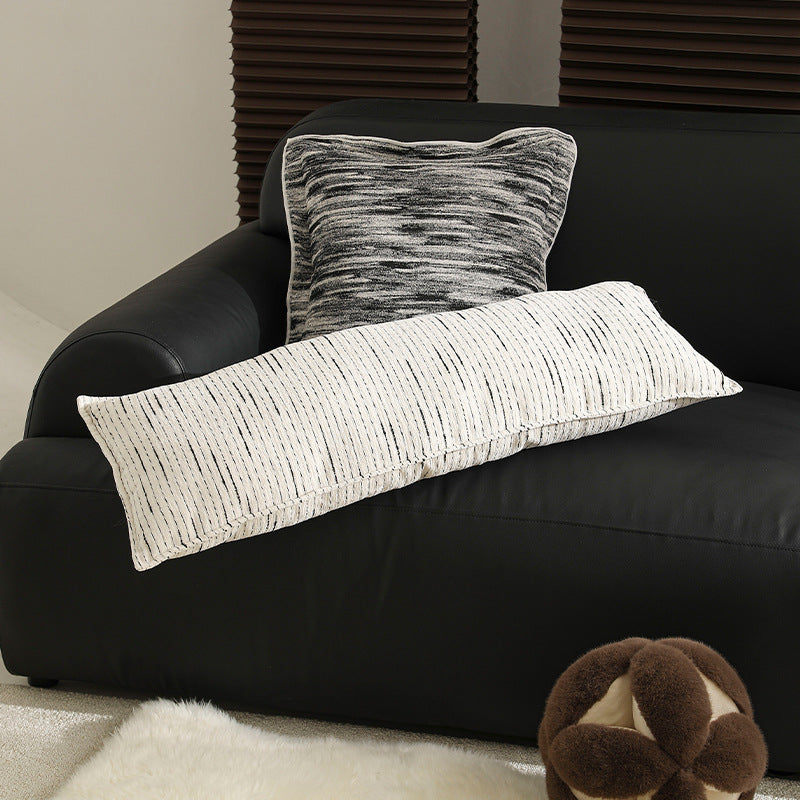 Decorative cotton-linen cushion cover with fine stripe texture