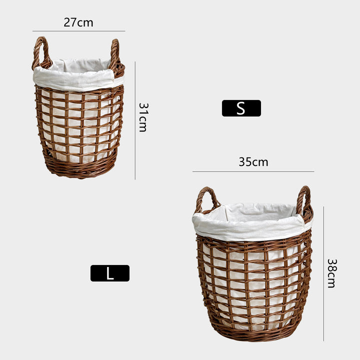 Handcrafted laundry basket with fabric cover