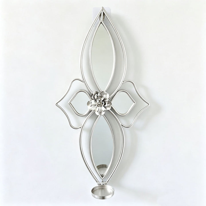 Elegant Floral Wall Mirror with Decorative Metal Design