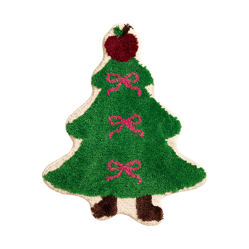 Soft high-pile Christmas carpet in Christmas tree shape