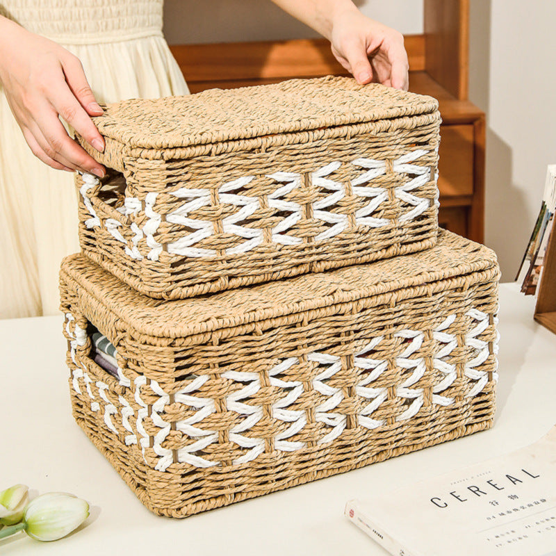 Decorative basket made of natural fiber with elegant design