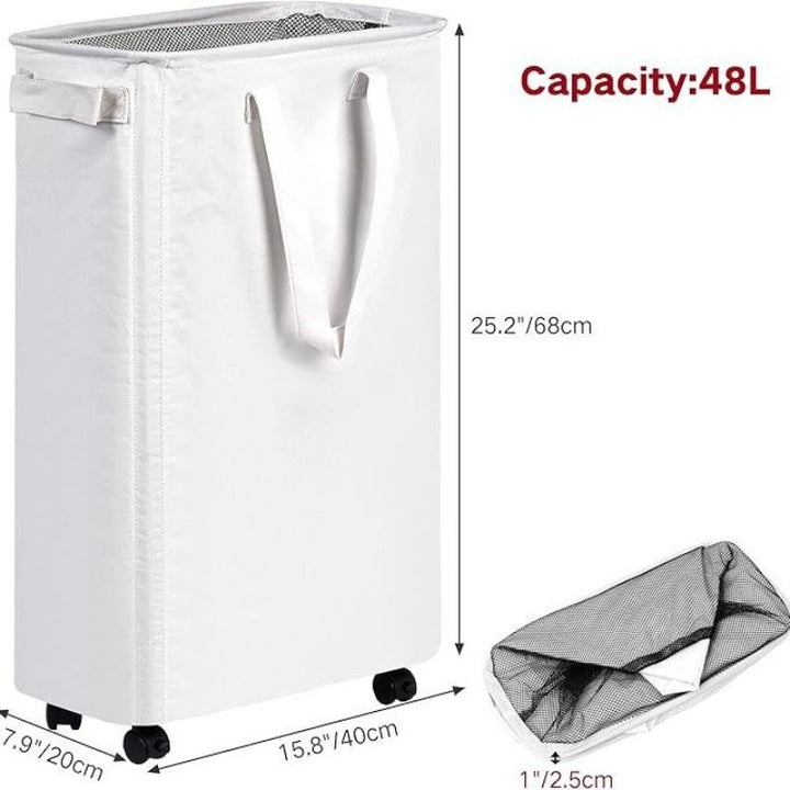 Foldable laundry basket with wheels and practical lid